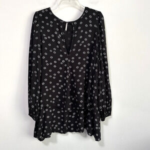 Free People Beck Dress XS Black Combo Floral Boho Mini Cottage Party‎ Summer